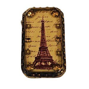 Maximal Art Rhinestone Faux Pearl Eiffel Tower Brooch Pin, Signed L216